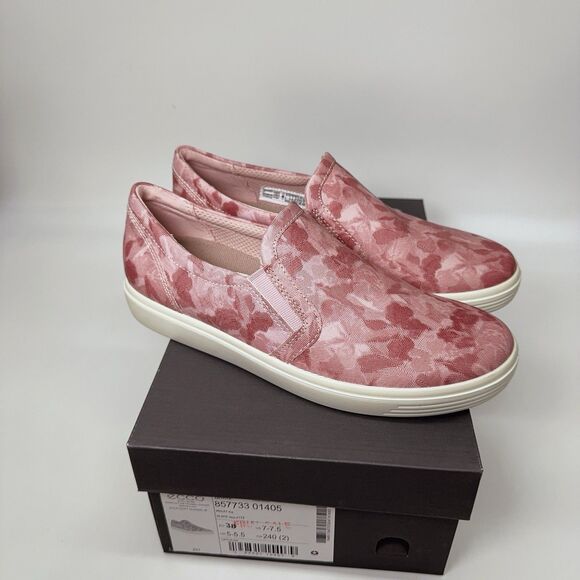 ecco Women’s Soft Classic Slip-On Sneaker Dusty Rose Violet Ice 857733 01405 38 - Picture 1 of 6